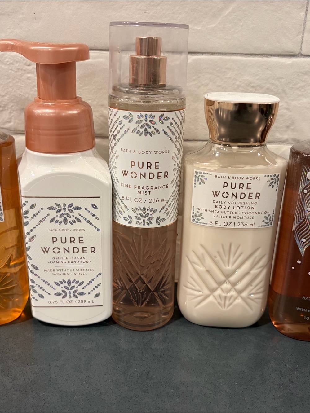 Bath & Body Works Pure Wonder Hand Soap & Body Set - Cream & Rose Gold